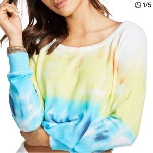 Chaser Tie-Dye Cropped Lightweight Women's Crewneck Sweatshirt Size‎ XS